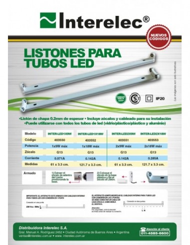 / Interelec 403551 Liston Comun Led 2...